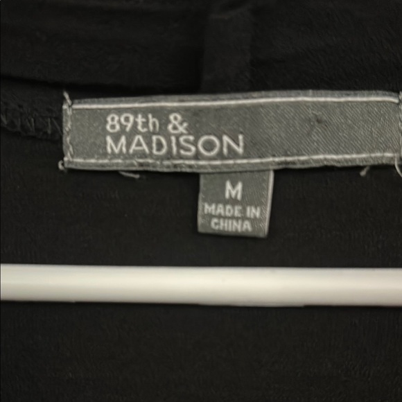 89th & Madison Black Asymmetrical Short Sleeve Button Down Shirt - Picture 2 of 4